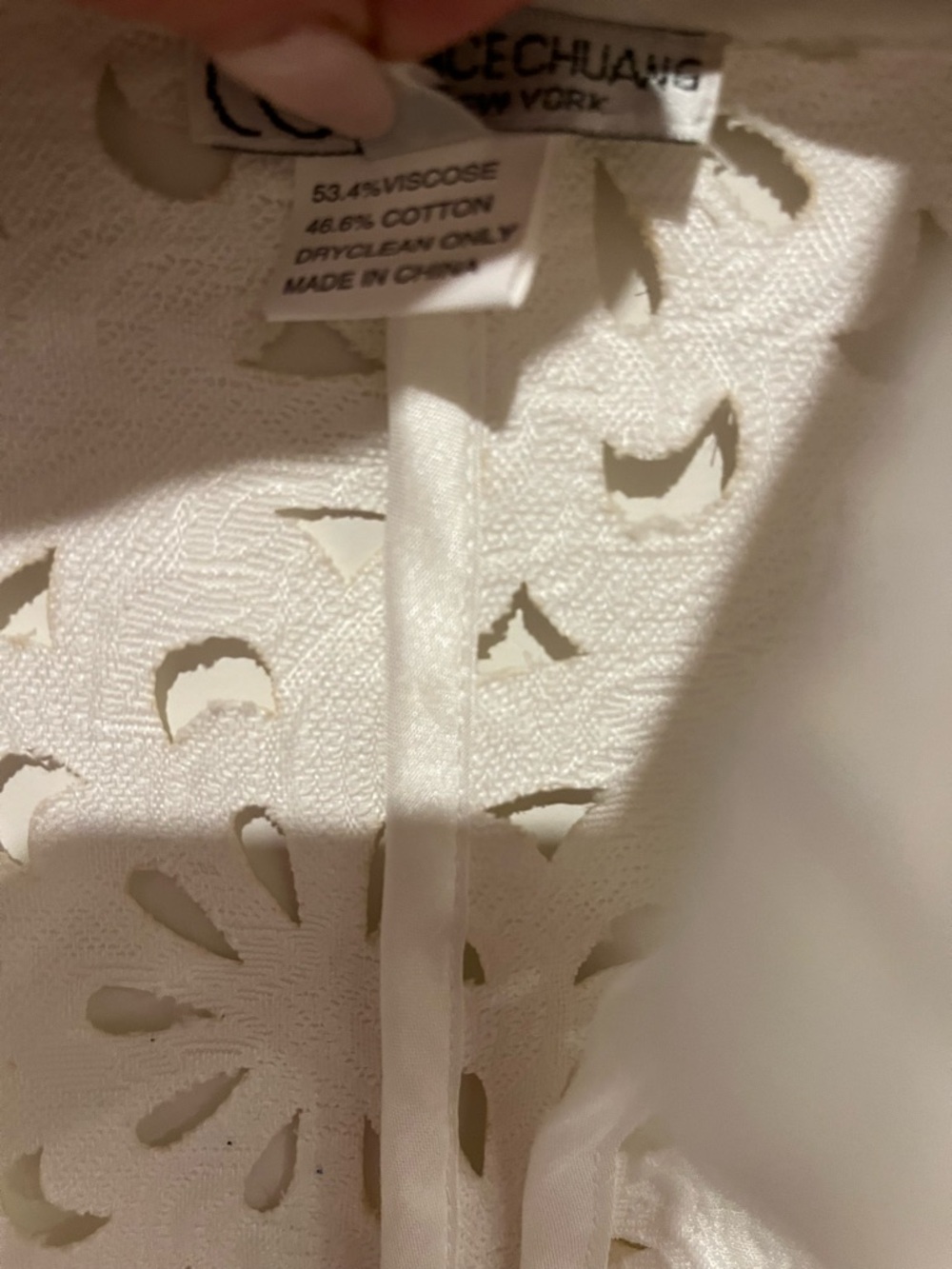 Grace Chuang Ivory Eyelet Lightweight Layer/coat - Picture 6 of 12